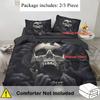 Skeleton 3D Print Black Duvet Cover Set Halloween Style Double For Adults Queen King Size Soft Bedding Set With Pillowcase
