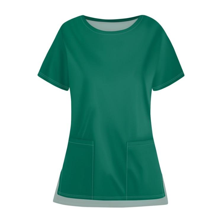 Женский повседневный однотонный топ с карманом, рабочая униформа, круглый вырез, открытый низ, защитный