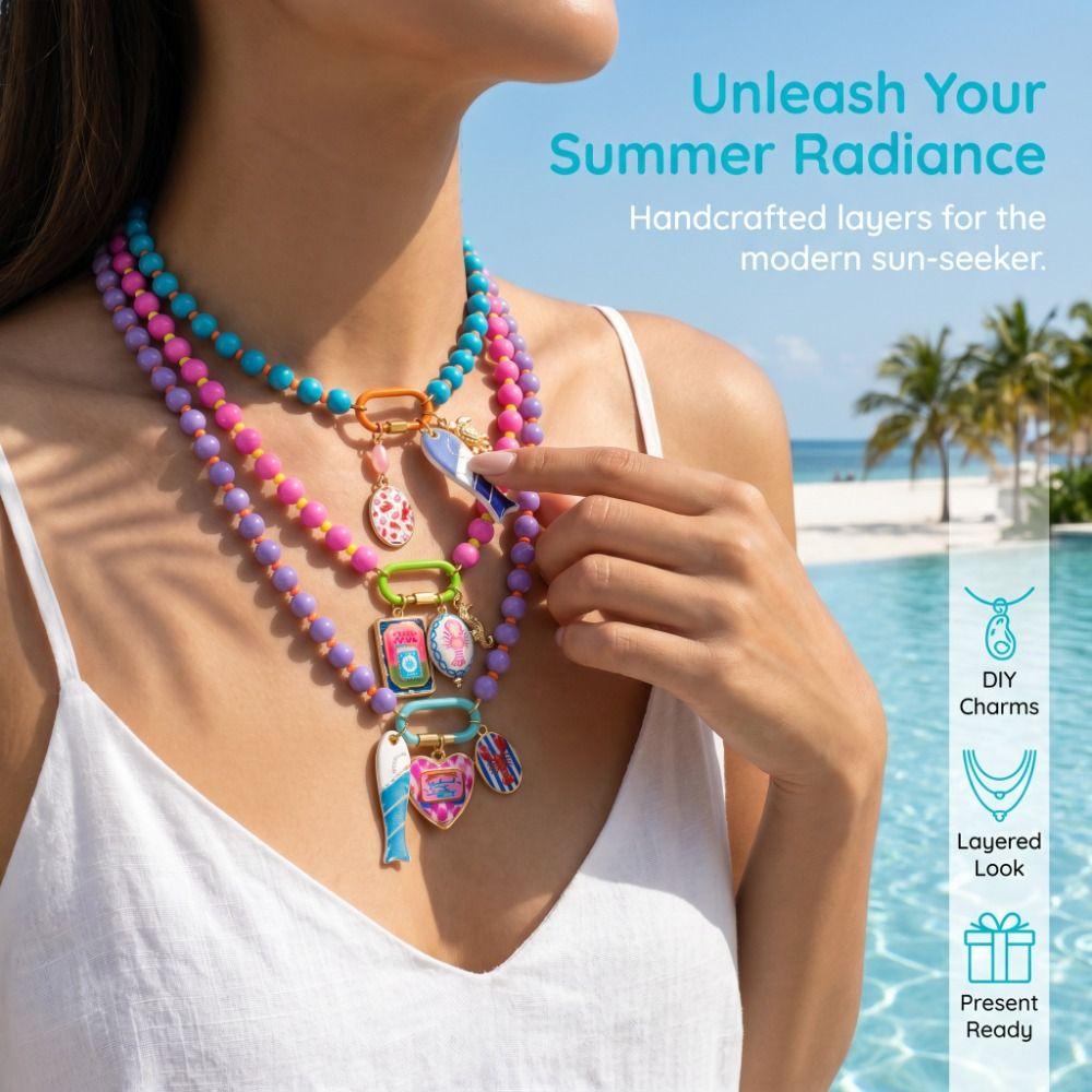 Ornaments Bohemian Resin Beaded Necklace Sea Series Beach Beaded Necklace Holiday