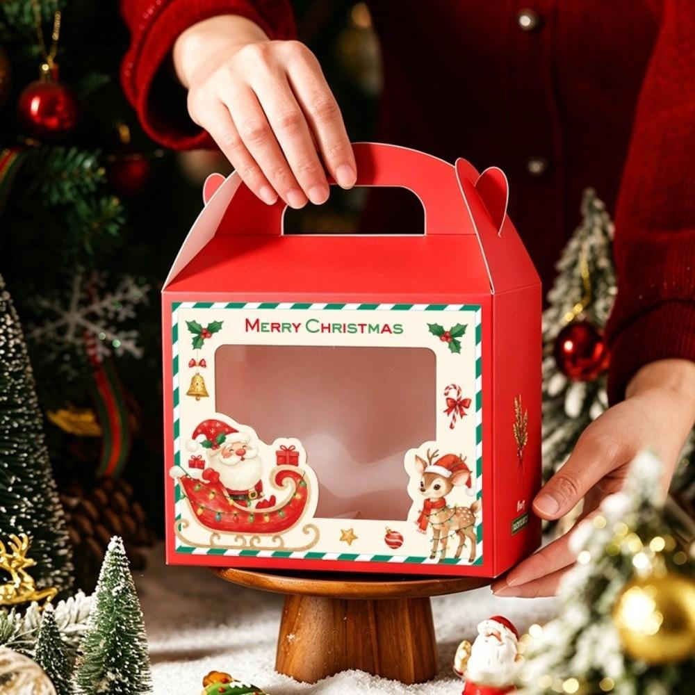 5pcs Clear Window Christmas Gift Box Christmas Gift Wrapping Box For Christmas Parties Gift