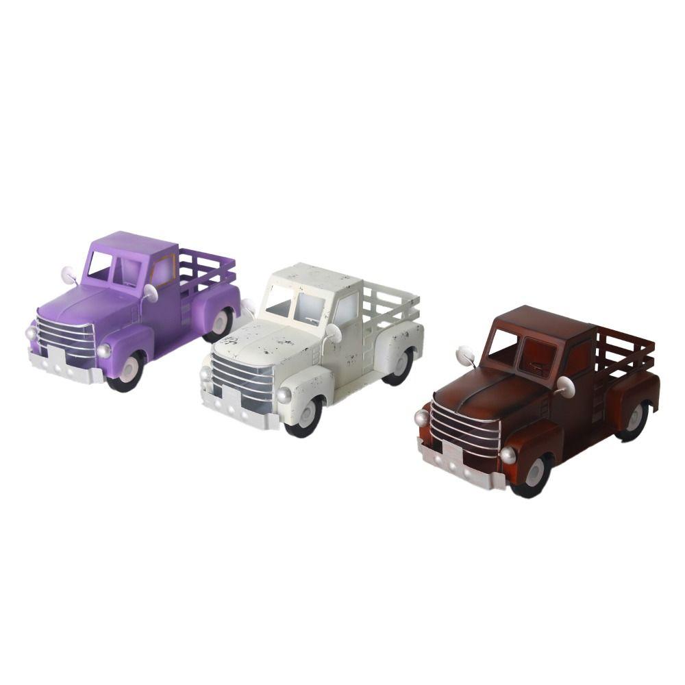 Handmade Wrought Iron Car Ornament Metal Craft Snow Truck Figurine Holiday Home Decoration