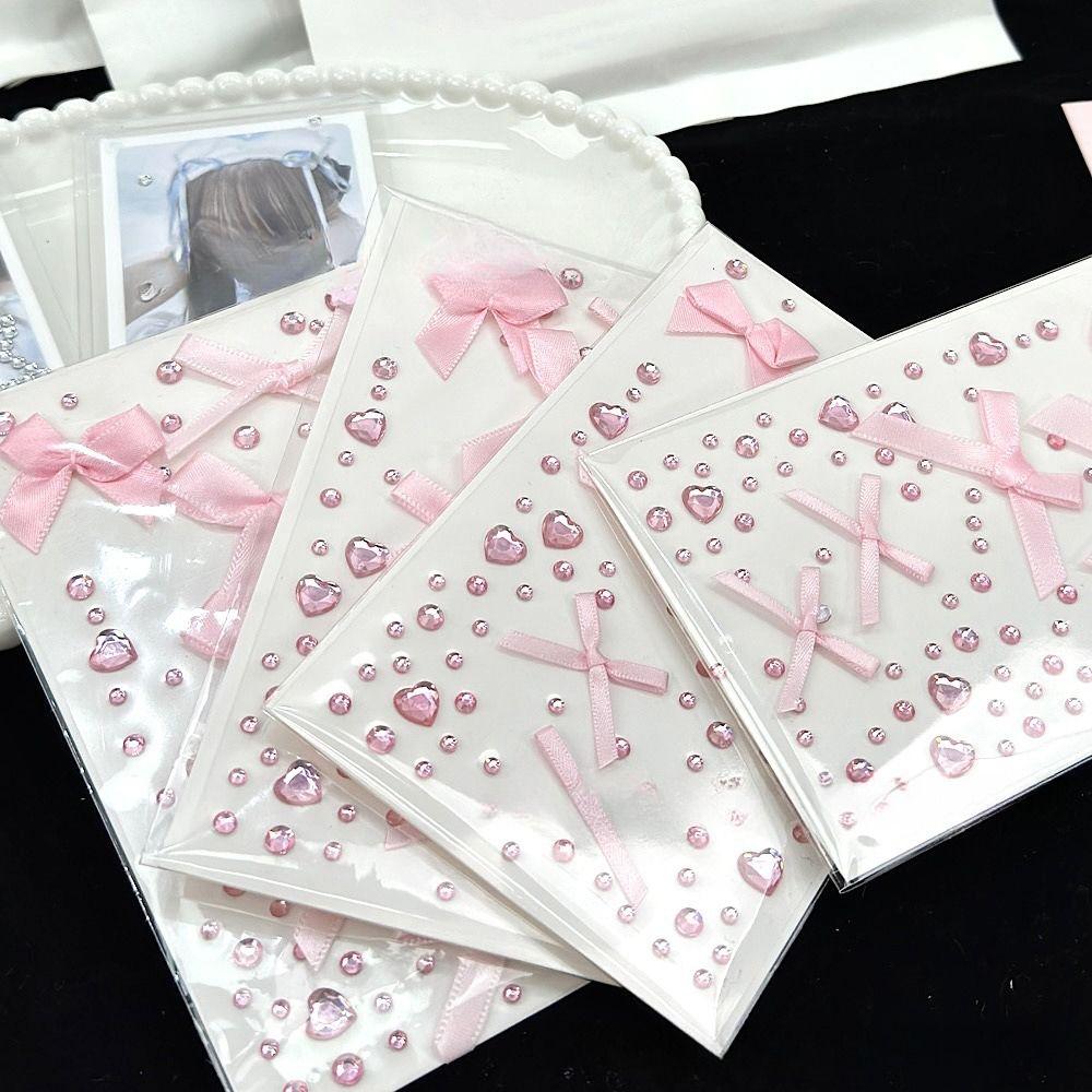 Сделай сам K-pop фото наклейки для декора Розовые наклейки со стразами Для держателя фотокарточек