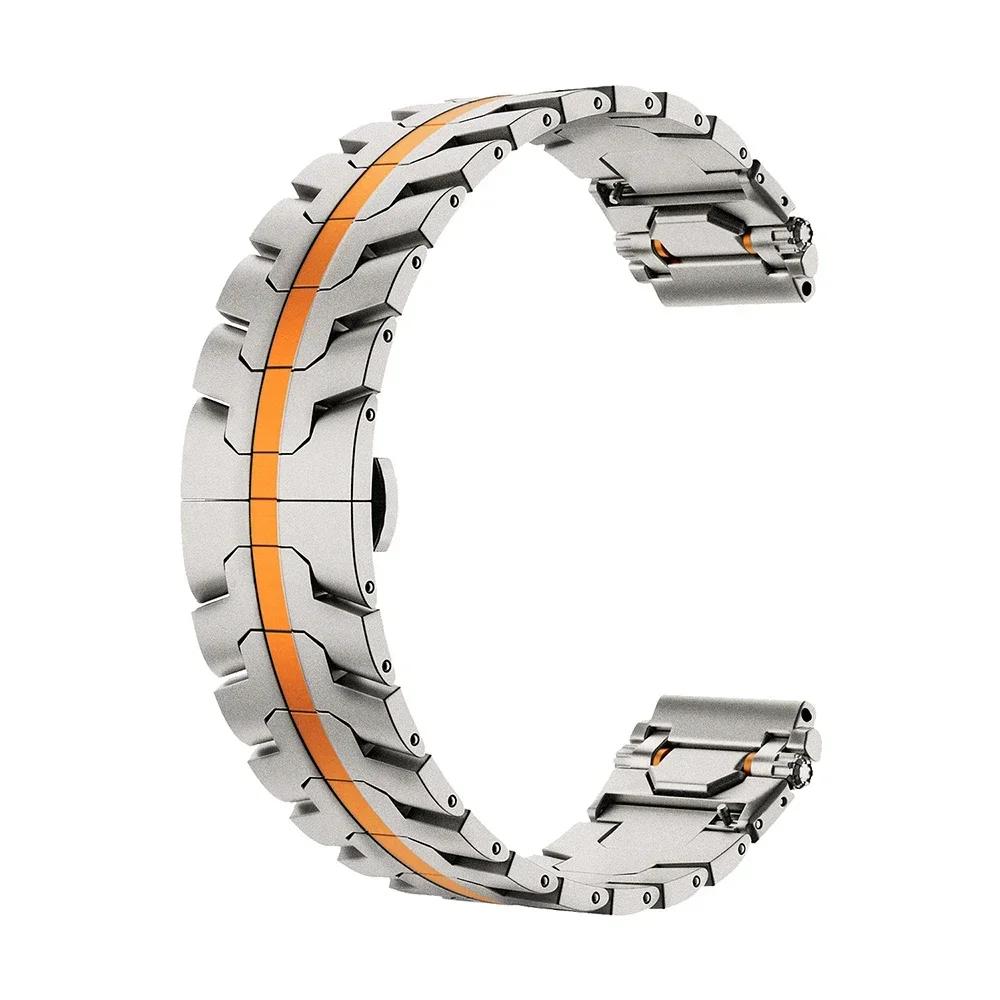 Нержавеющая сталь 22 мм/20 мм Ремешок для Huawei Watch 4/4 Pro GT5 GT4 GT3 46 мм Мужской звеньевой браслет для Samsung Galaxy 4/5/6/7/FE Ремешок