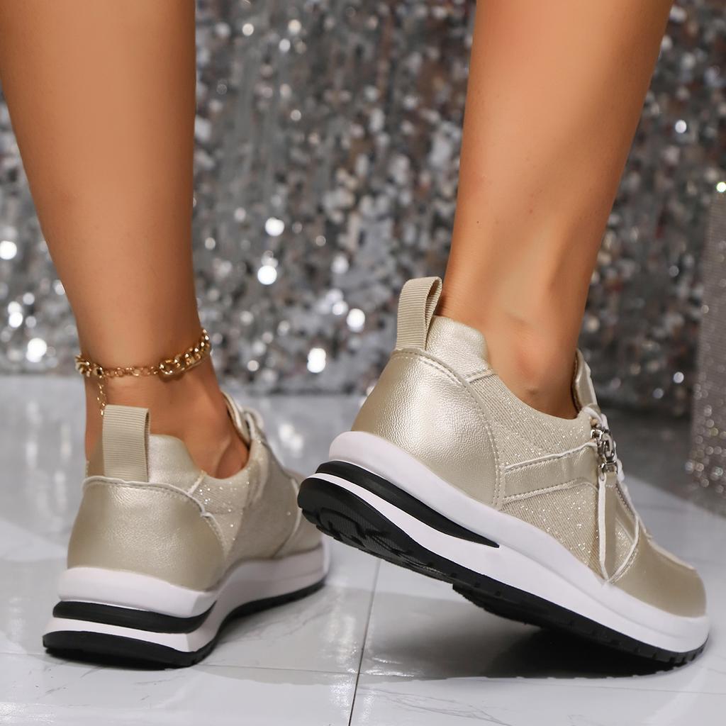 Мода мода золото серебро платформа кроссовки женские повседневные удобные спортивные туфли женские 2024 тренд антискользящие кроссовки на шнуровке женские