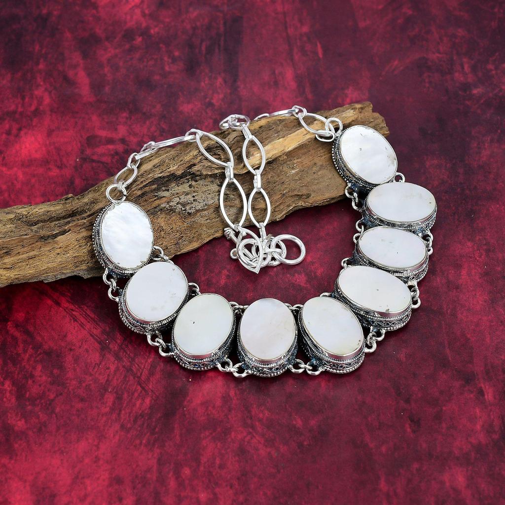 Ожерелье из перламутра, ожерелье из цельного серебра 925 пробы, ювелирные изделия ручной работы с драгоценными камнями, подарки для жены, совершенно новое ожерелье