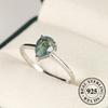 925 Sterling Silver Water Drop Moss Agate Gemstone Ring Fine Jewelry For Women Ladies Birthday Party Gift