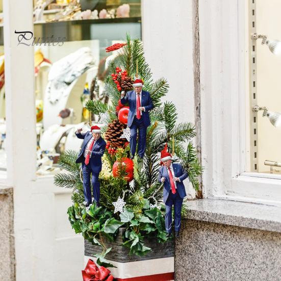 Рождественские украшения Трампа, акриловые 2D-украшения для танцующего Трампа, шапка Санты, подвесное украшение Трампа для елки, зеркало заднего вида автомобиля