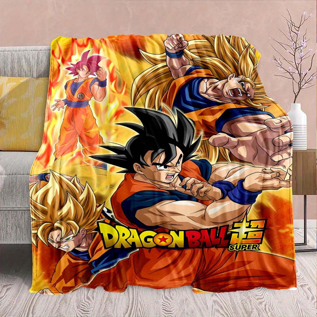Фланелевое одеяло из аниме Dragon Ball - Мягкое, теплое, идеально подходит для дивана, постельного белья, кемпинга, путешествий, офиса, домашнего декора -QJY