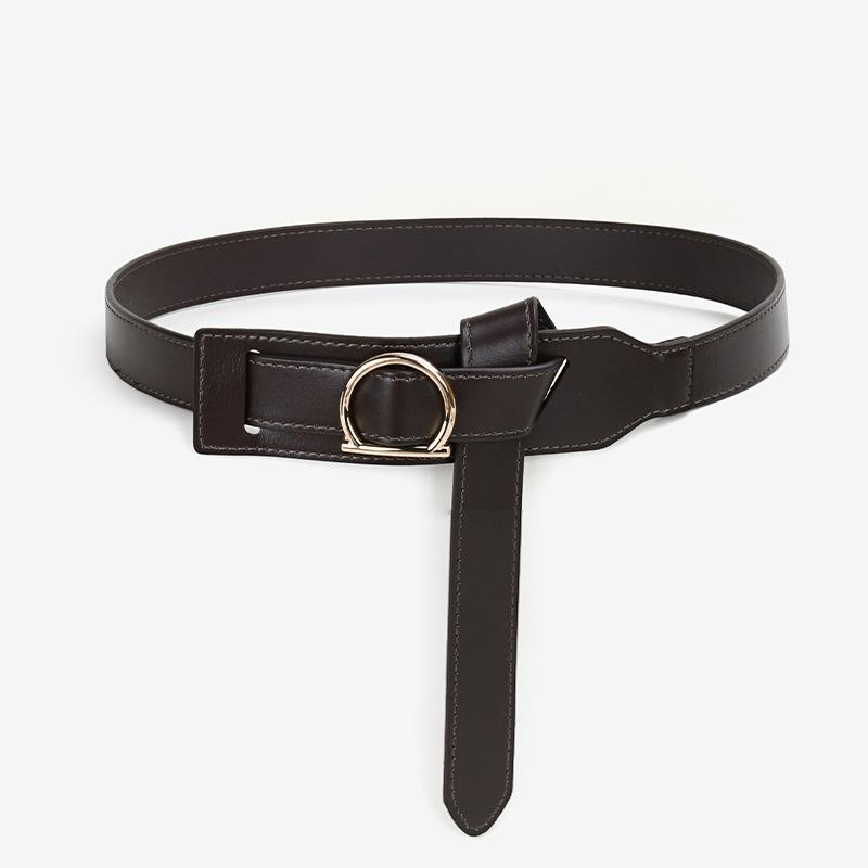 Women's Genuine Leather Belt Without Hole Design High-end Slimming Waist with Suit Jacket Trendy Women's Cowhide Leather Belt