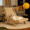 Elevated Pet Rocking Chair Wooden Cat Sofa Bed Cat Scratcher Cat Hammock Bed for Cats/Dogs