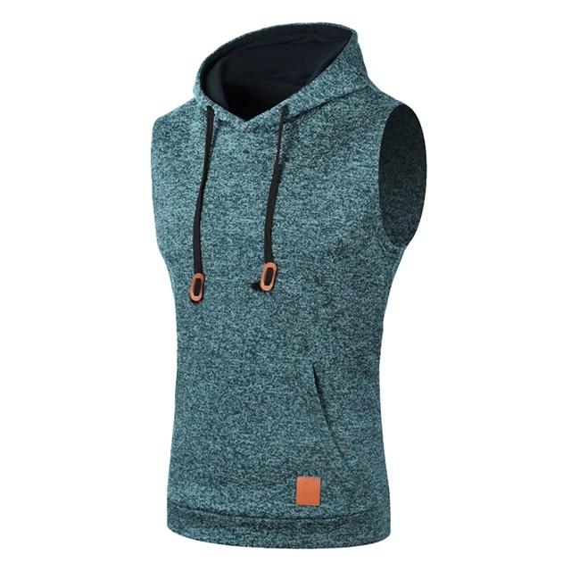 Men Sleeveless Hoodies Fashion Casual Hooded Sweatshirt Men Bodybuilding Tank Top Sporting Shirt Waistcoat Vest Gym