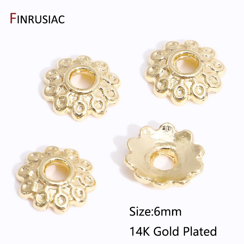 DIY Bracelet Necklace Making Supplies 14/18K Gold Plated Brass Beads Caps Flower End Caps For Beading Jewelry Making Accessories