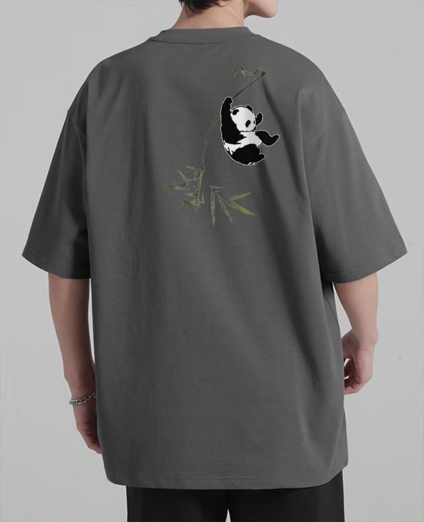 Bligo Летняя футболка с коротким рукавом, круглым вырезом, свободная, оверсайз и с милой пандой. Идеально подходит для или лета. Мужская футболка. Воротник, Посадка, Посадка. Стильный, Оверсайз,
