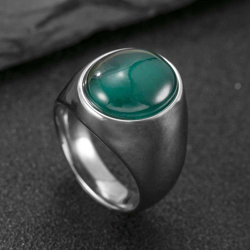 Европейское и американское роскошное парное кольцо из нержавеющей стали овальной формы с натуральным камнем