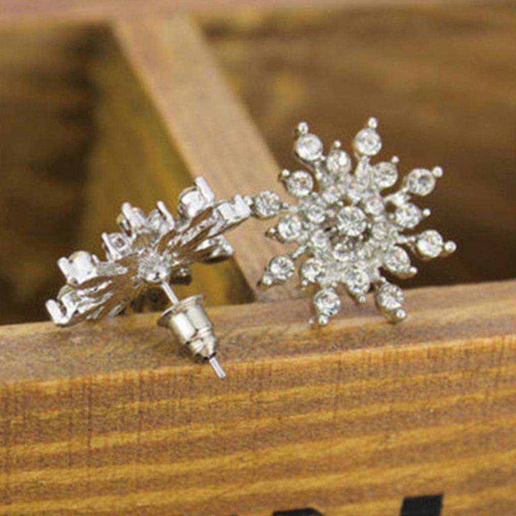 Women's Fashion Jewelry Elegant Rhinestones Snowflake Ear Studs Earrings Gift