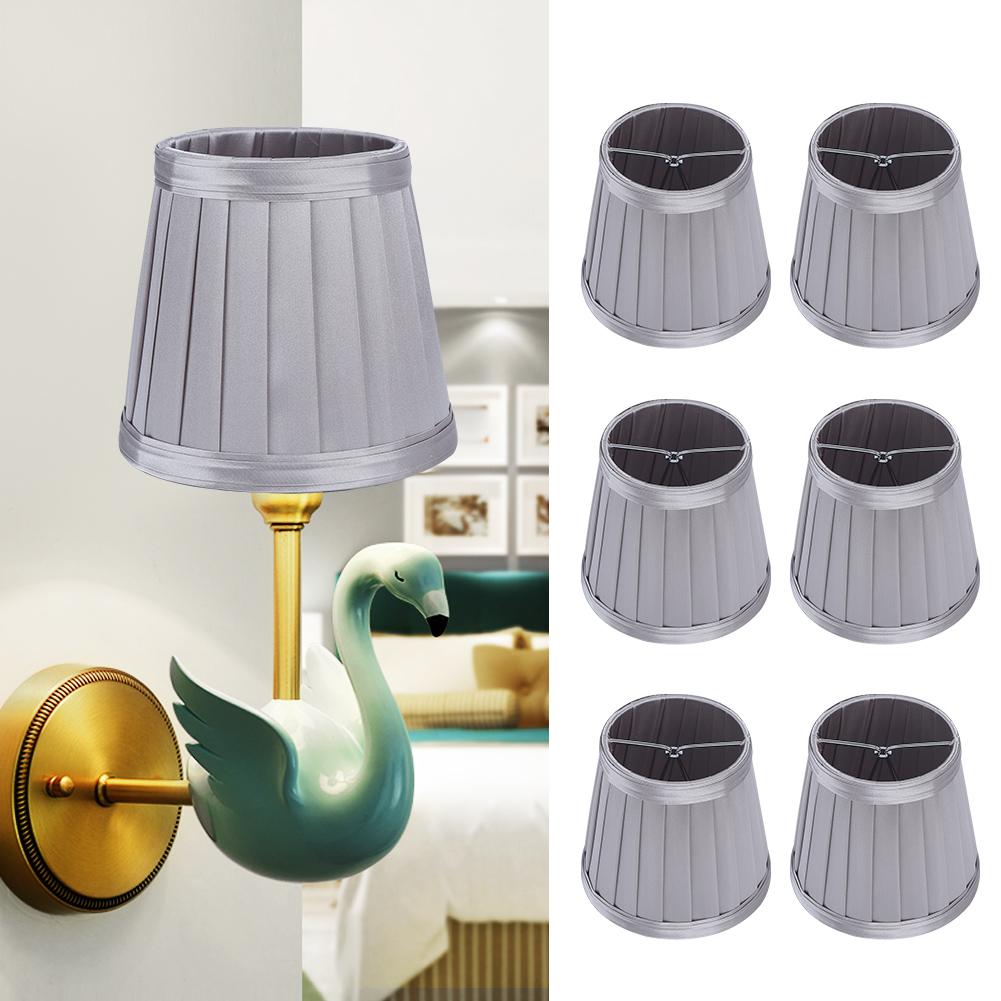 6Pcs Bedroom Cloth Fabric Lampshade Lamp Cover Shade for E14 Chandelier Wall Light Bulb