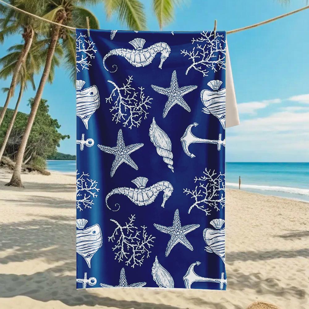 Новое двухстороннее бархатное пляжное полотенце, быстросохнущее спортивное полотенце, банное полотенце с принтом