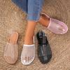 Fashion Women's Casual Fashion Comfortable and Versatile Solid Color Diamond Slippers Summer New Baotou Mesh Slippers for Women