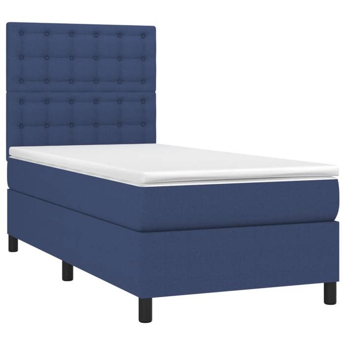 Maison Exclusive - Sommier à lattes de lit avec matelas et LED Bleu 90x200cm Tissu