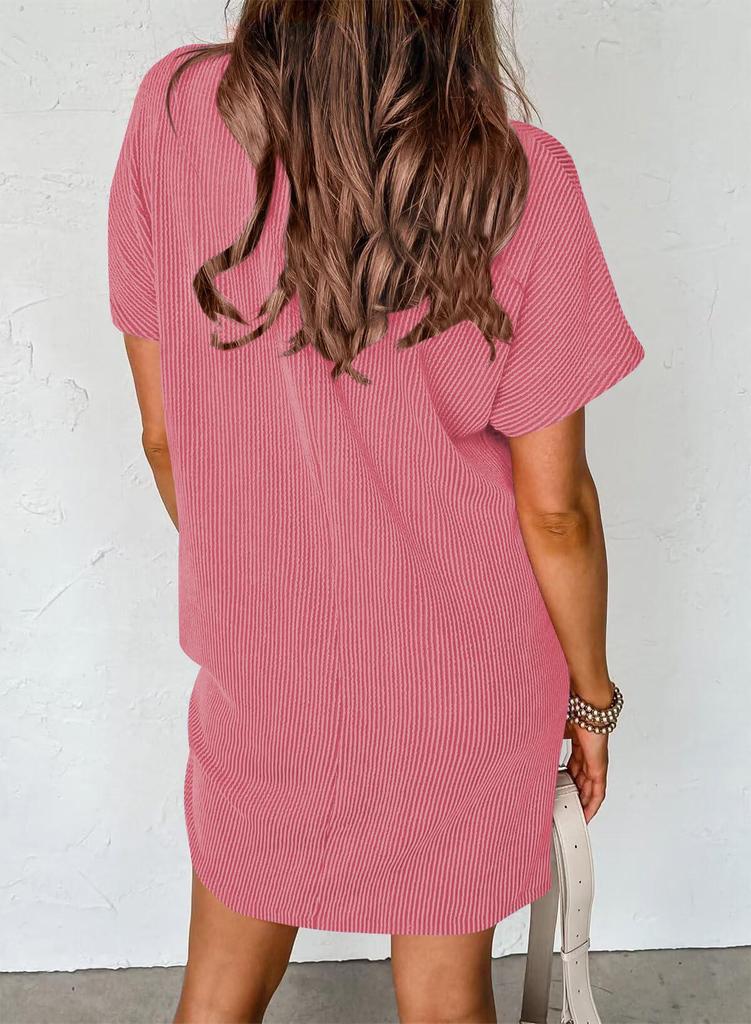 Women's Summer Casual Color Block Twist Stripe Dress with Pockets - 2024 Collection