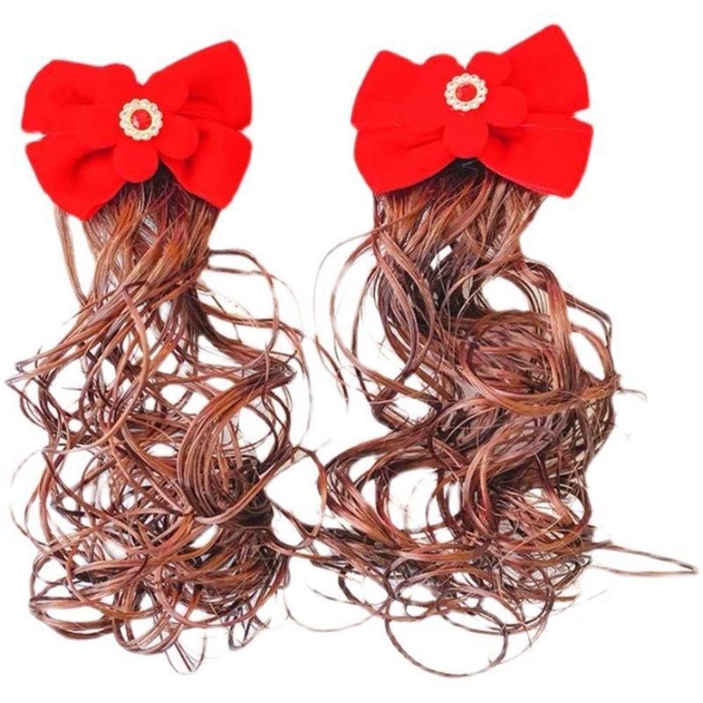 Chinese Style Hair Clip Baby Wig Hairpin Child Hair Accessories New Year Headdress Bow Hairclip