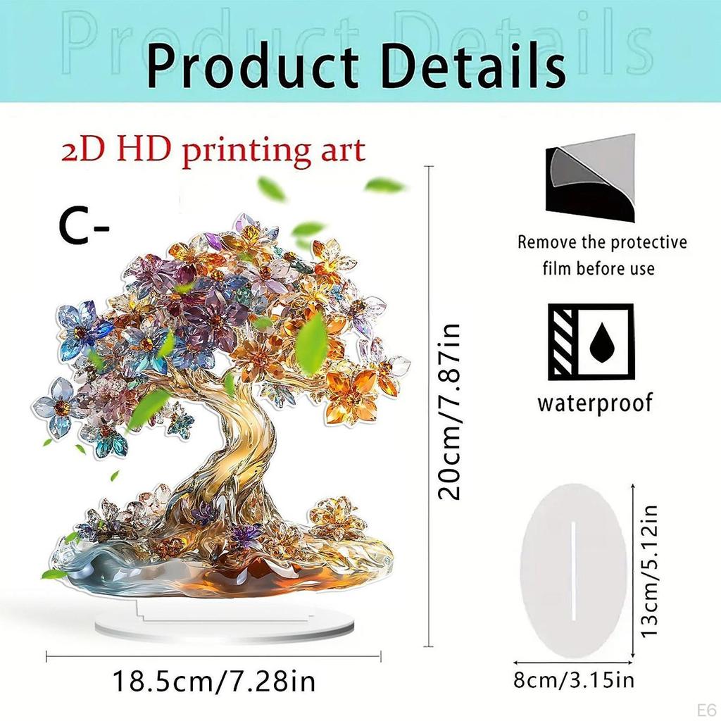 Акриловое древо жизни украшение для рабочего стола 2D украшение для дома коллекционное с базовым столом