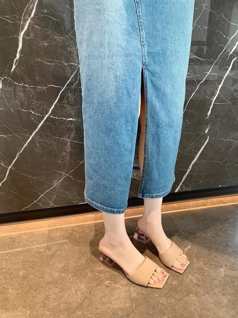 Sheepskin grape mother shoes crystal high heels platform square head word with open toe slippers women's summer wear sandals