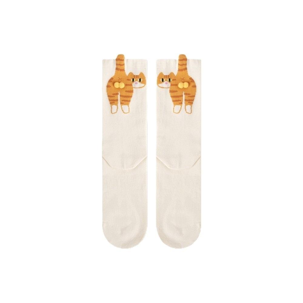 Soft Cartoon Cat Socks Breathable Novelty Kitty Socks Cute 3D Cat Eggs Socks  Lady