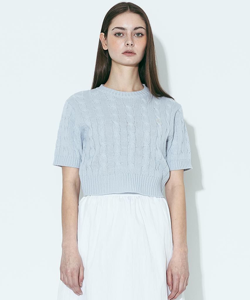 AGENT PEEK Agp Cable Half Sleeve Knit Sky Blue