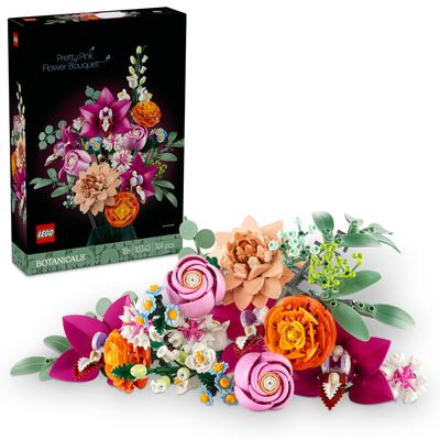 LEGO Botanical Pink Bouquet Toy Block День матери День отца Мужчины Женщины Букет Искусственные цветы Украшение Интерьер Стильная Мать Отец 10342