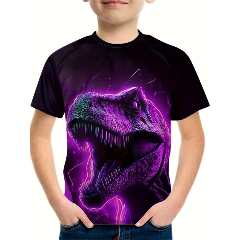 Children's Clothing Boys Tshirt Short Sleeve Girl T-Shirt 3D Cartoon Dinosaurs Casual Round Neck Tees Kids Summer Clothes Tops
