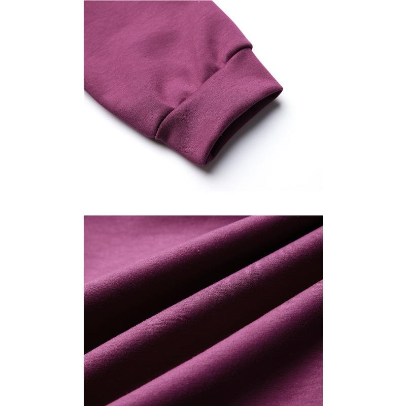 Dimanaf 2024 Новые весенние женские толстовки больших размеров с длинным рукавом фиолетового цвета. Карманы Свободные повседневные однотонные футболки с базовым дизайном Новый пуловер