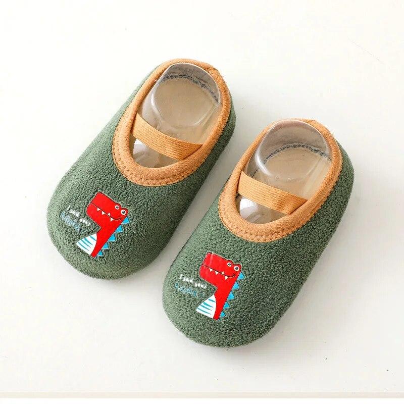 Зимние детские носки, нескользящие, милые, теплые, тапочки для детской кроватки с резиновой подошвой для детей, тапочки для девочек