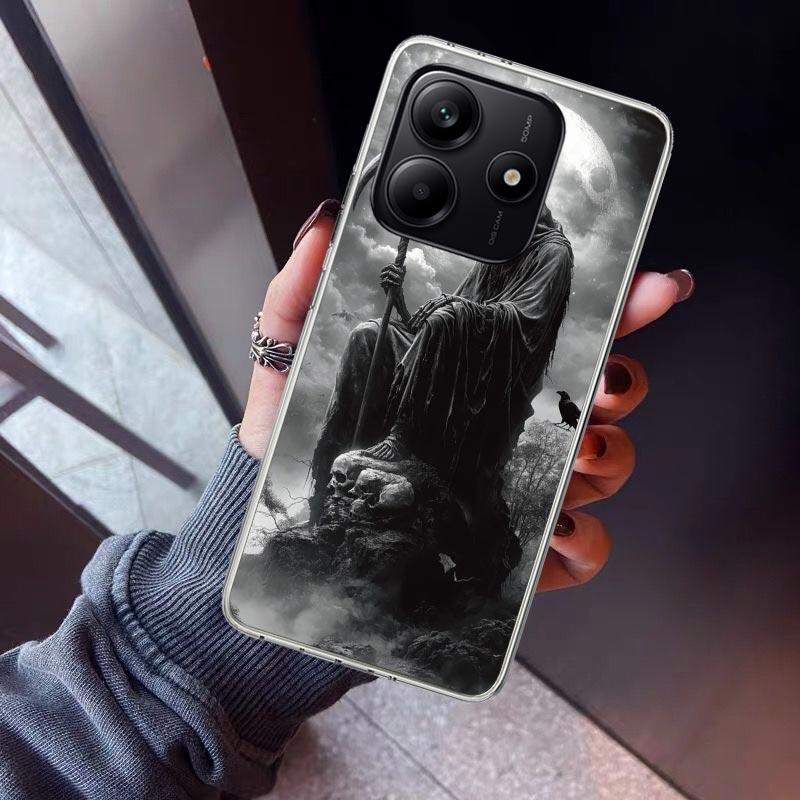 Death Grim Reaper Skull Scythe Phone Case For Xiaomi Redmi Note 10 11 12 13 14 15 Pro Plus 11S 12S 14S 11T 11E 10S Soft TPU Back
