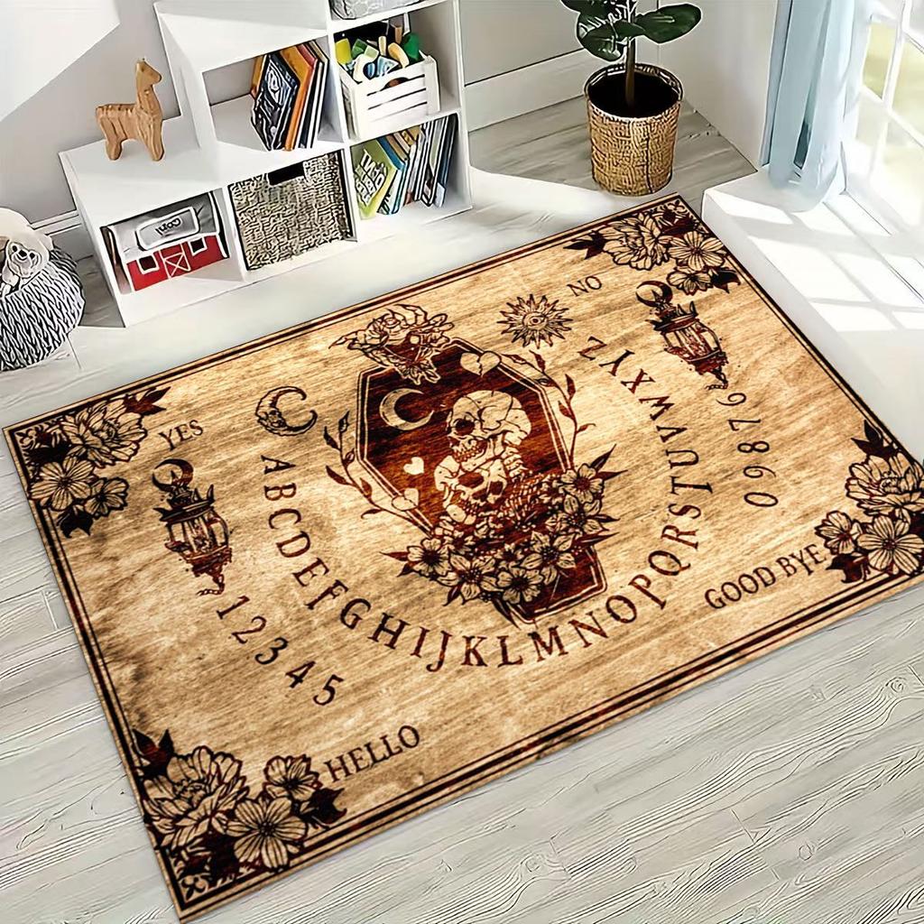 3D Retro Witch Ouija Gothic Spirit Board Rug for Bedroom Living Room Sofa Home Doormat Decor, Large Kids Play Non-slip Floor Mat