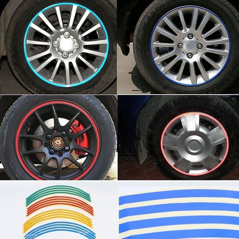 16Pcs Sticker Reflective Rim Stripe Tape Tape Pet Reflective Decal Sticker Bike Motorcycle Car