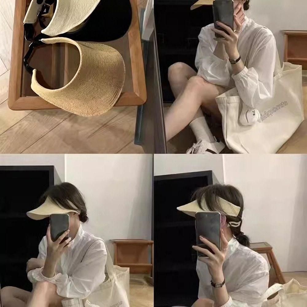 Wide Brim Summer Visors Hat Anti-UV Empty Top Hat Foldable Sun Hat for Travel Outdoor Beach