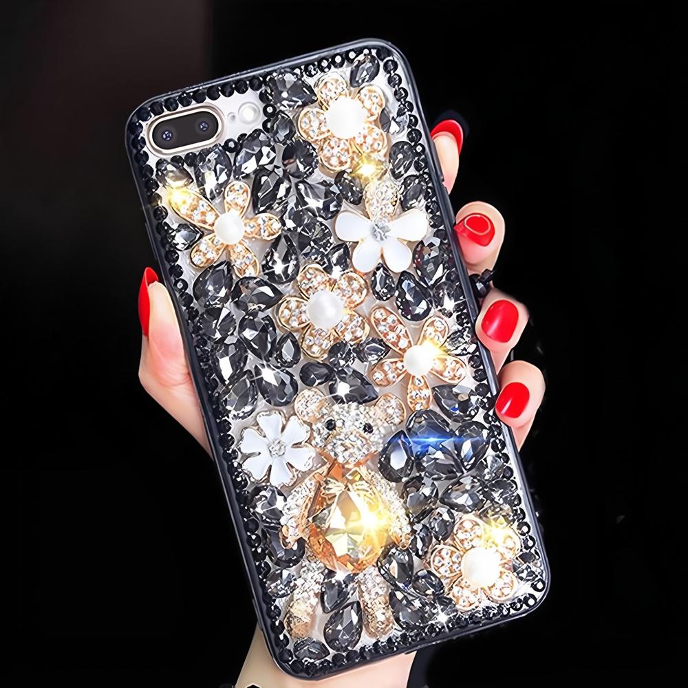 Glitter Rhinestone Phone Case For OPPO Realme 14 Pro Plus 14X 14T 13 12 Lite 4G 5G Crystal Floral Bear Design Cover