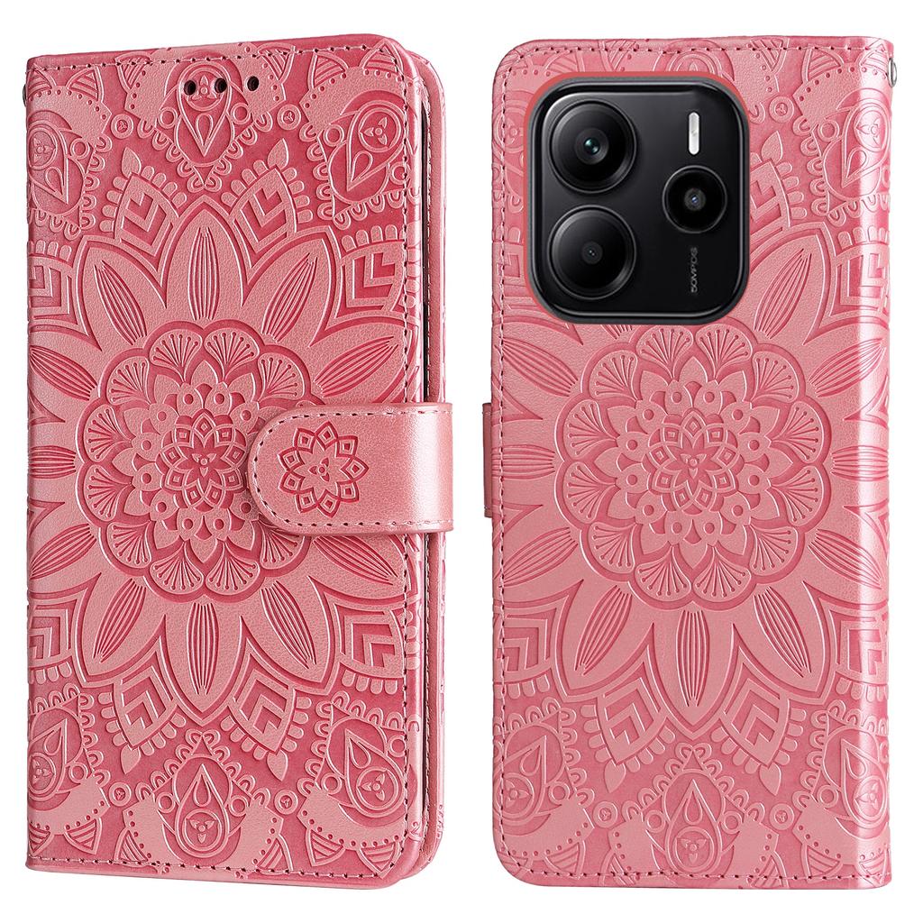 For Xiaomi Redmi Note 14 4G (164.84mm) Case Sunflower Imprint Leather Wallet Phone Cover