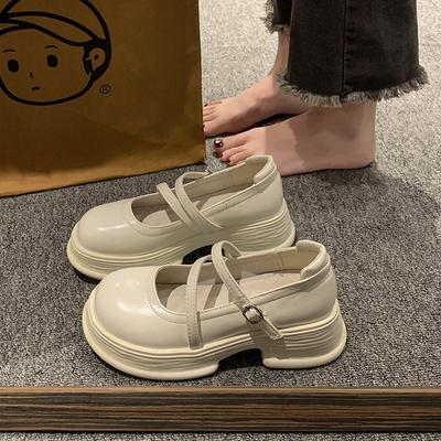 Белые туфли Мэри Джейн на платформе с толстым каблуком женские 2025 новая летняя модель с круглым носком и открытым подъемом в британском стиле, маленькие кожаные туфли женские