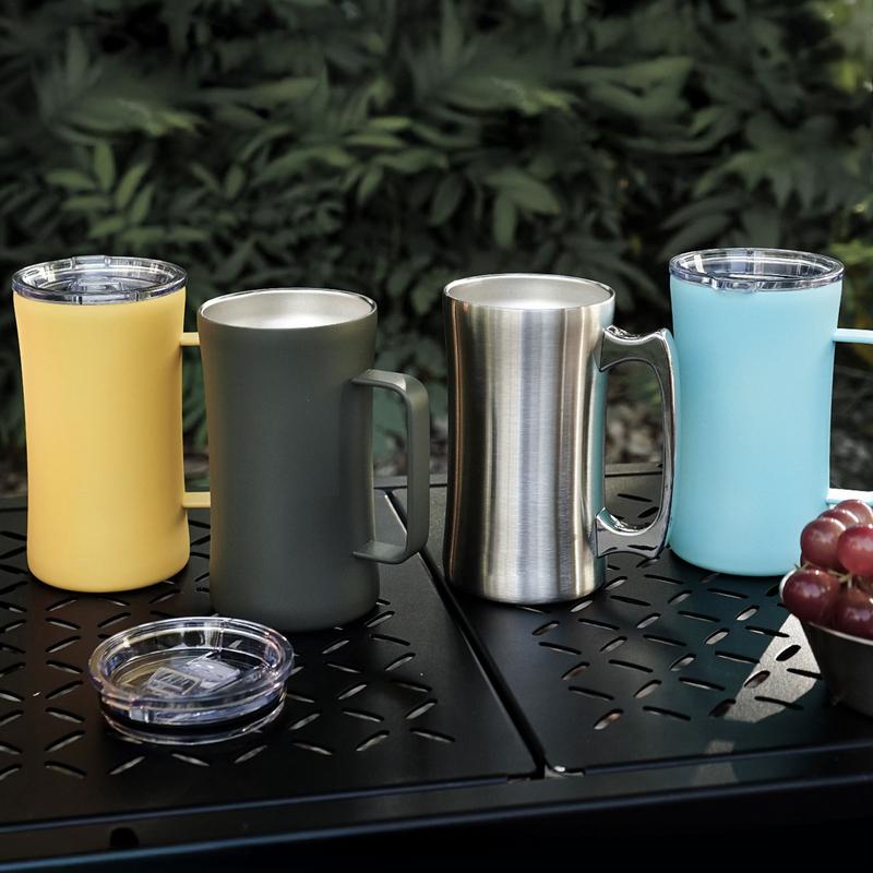 Изолированные стаканы с ручками Большой емкости Чашка для питья Защита от брызг 600 мл Термостакан для горячих и холодных напитков Кофе