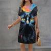 Свободные женские повседневные платья с круглым вырезом и модным принтом, универсальные