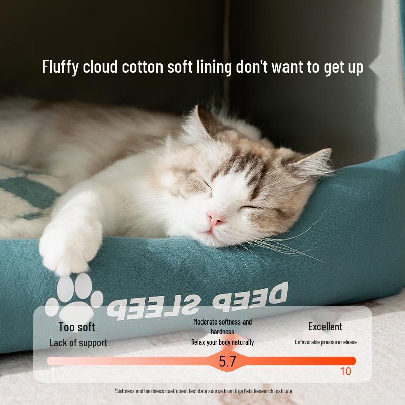 Unisex Houndstooth Pet Nest for Autumn/Winter - Fits Medium To Large Pets