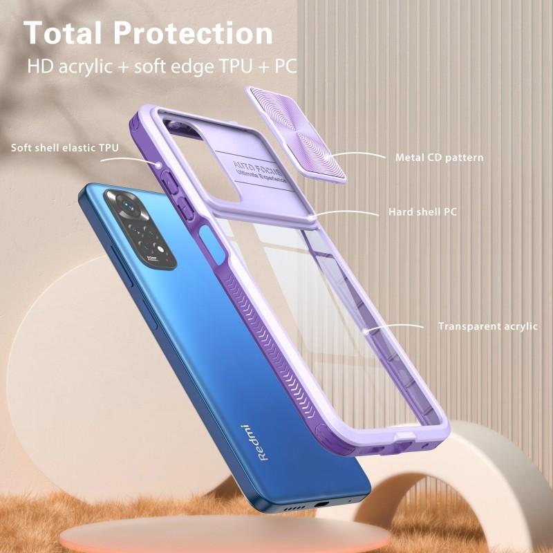 Чехол с выдвижными линзами для Xiaomi Redmi Note 11 11s 10 10s 9 9A 9T Poco X3 NFC M3 Pro, противоударный прозрачный акриловый чехол