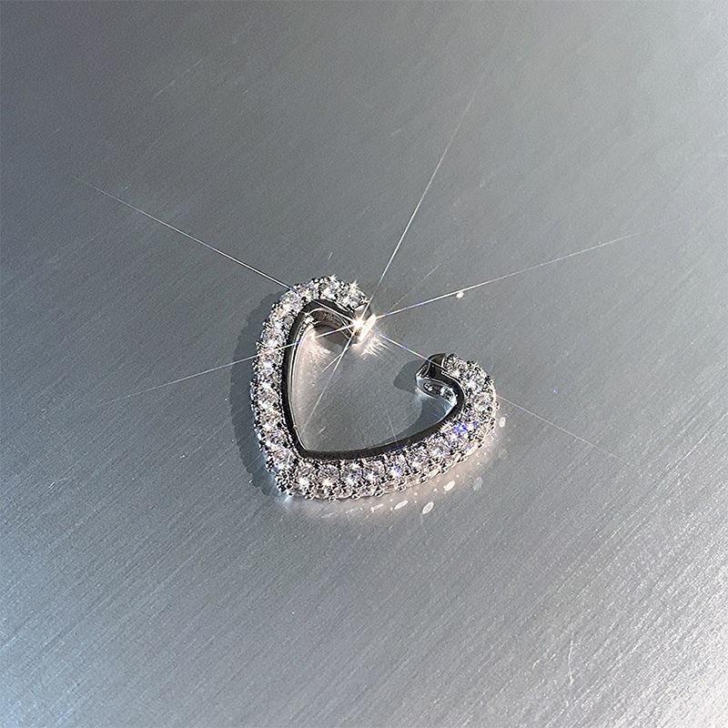 1 шт., зажим для ушей с сердечком и цирконием, модные милые женские элегантные и роскошные зажимы для ушей без пирсинга, вечерние ювелирные изделия, подарки