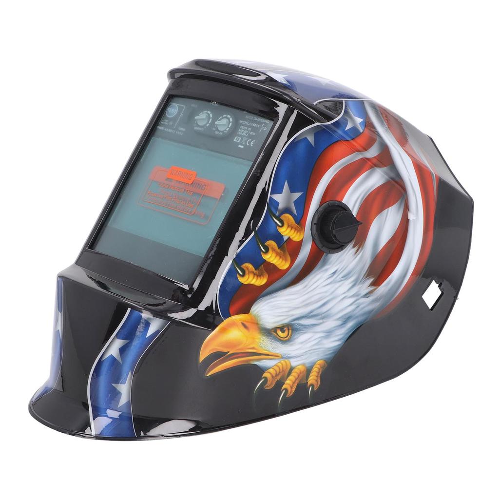 Сварочный шлем с рисунком орла, автоматическое затемнение, большой обзор, защита головы, регулируемая, питание от солнечной батареи