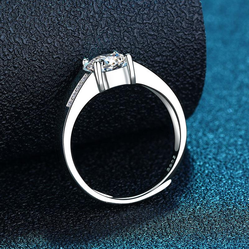 Классическое мужское парижское кольцо из стерлингового серебра 925 пробы с открытым двусторонним бриллиантом в один карат, простое персонализированное парное кольцо