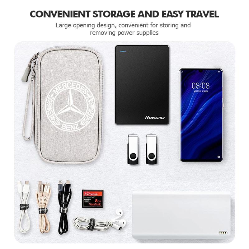 AABGW1 For Benz Oxford Cloth Car Styling Digital Data Line Box Travel Organizer Trunk Storage Bag AMG VIANO GLB GLC W108 W124 W126 W169