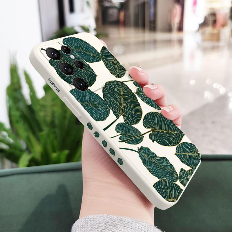 Green Gold Leaf Phone Case For Samsung Galaxy S25 FE S24 S23 S22 S21 S20 Ultra Plus S10 Note 20 ultra 10 9 Plus Cover