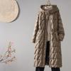 Long Women's Down Jacket Autumn Winter Knee Slim Warm Women's Coat Hooded Waist Casual Parker Coat Street Fashion